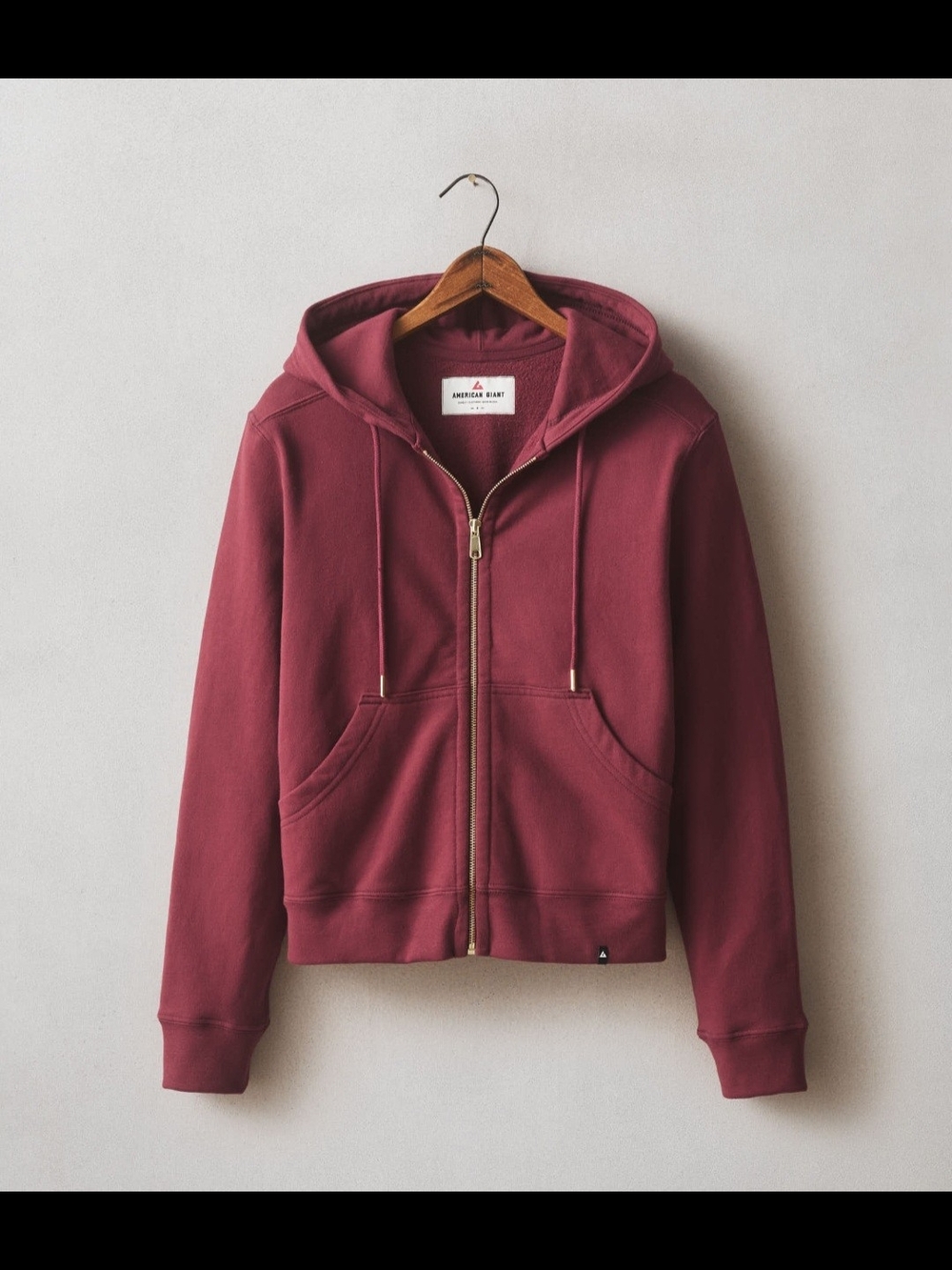 NWOT American Giant Women's Burgundy Zip-Up Hoodie